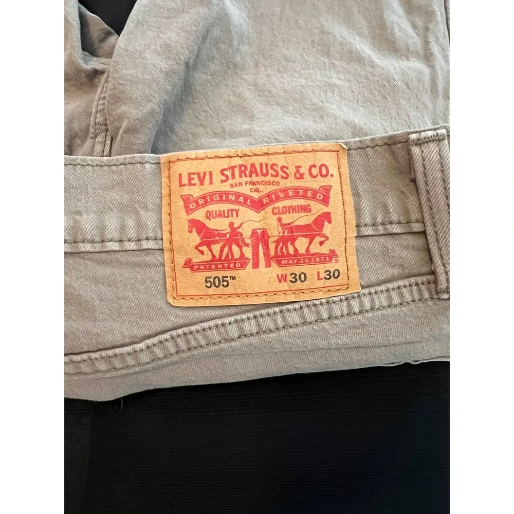Levis 505 Regular Fit Jeans Mens 30x30 Tan Khaki Straight Leg Denim Pants